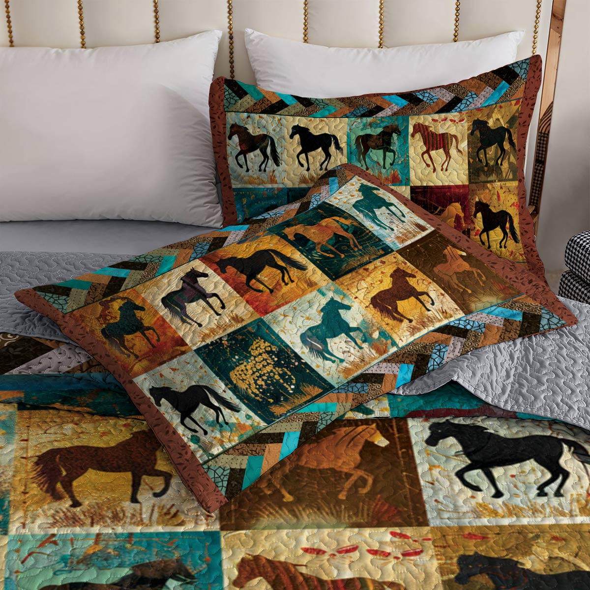 Shineful All Season Quilt 3-Piece Set Vintage Horse