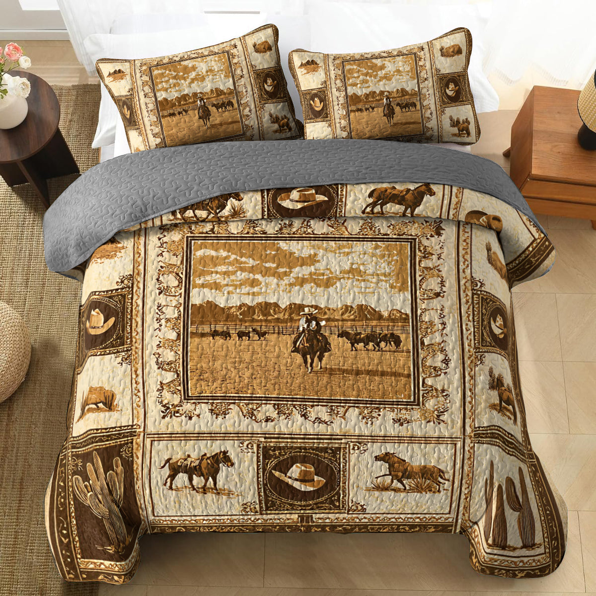 Shineful All Season Quilt 3-Piece Set Wild West V1