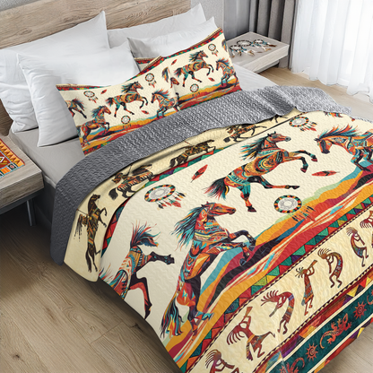 Shineful All Season Quilt 3-Piece Set Warrior Gallop Kokopelli