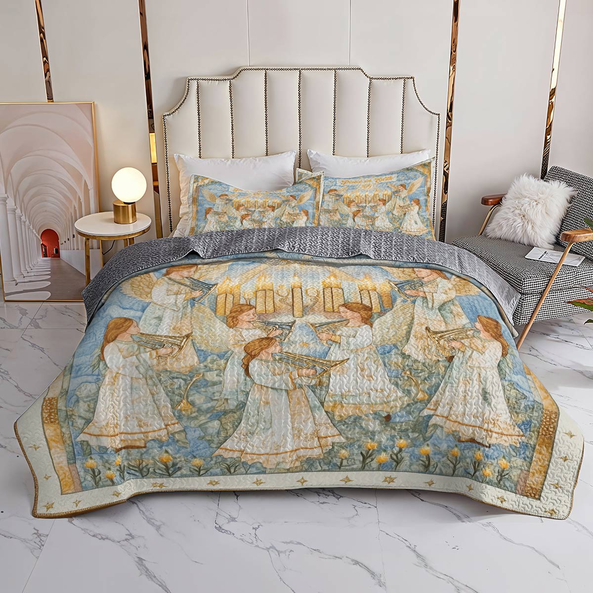 Shineful All Season Quilt 3-Piece Set - Peace On Earth Angel Choir