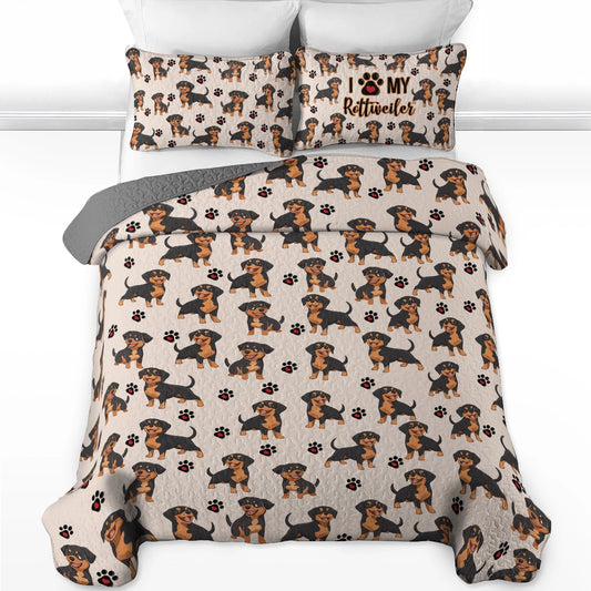 Shineful All Season Quilt 3-Piece Set - I Love My Rottweiler