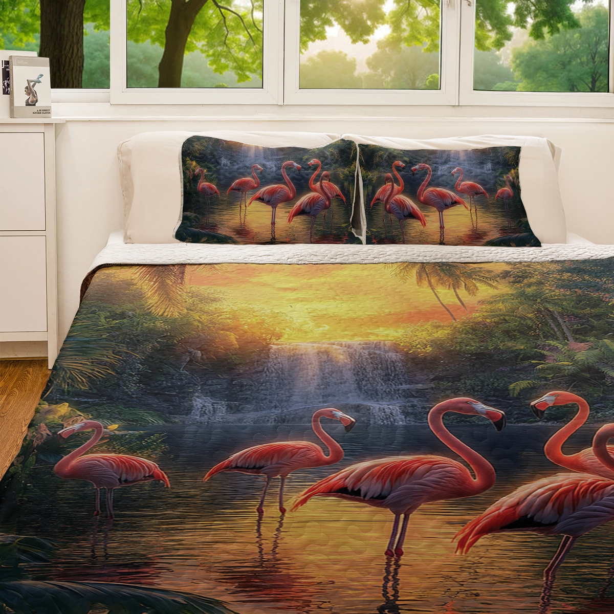 Shineful All Season Quilt 3-Piece Set - Fabulous Flamingos Paradise