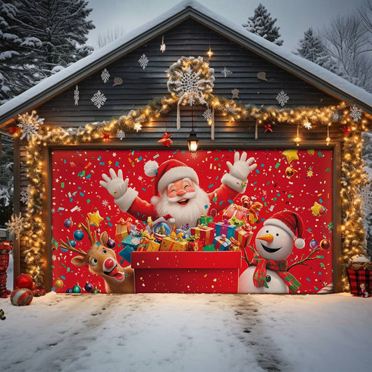 Shineful Garage Door Banner Decoration - Santa's Cheerful Crew