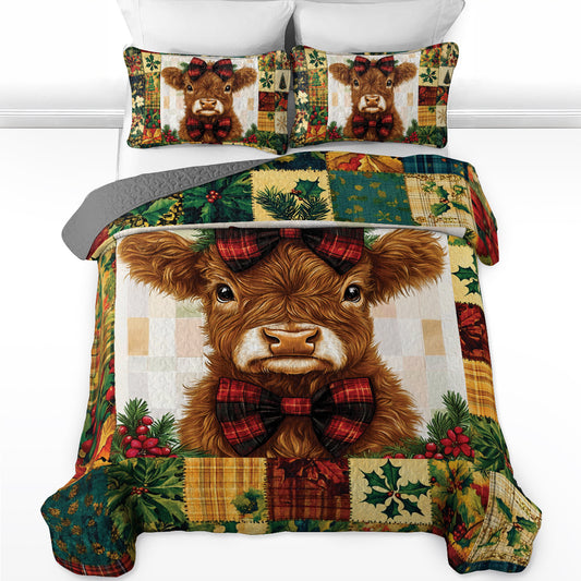 Shineful All Season Quilt 3-Piece Set - Holiday Cheer Cow