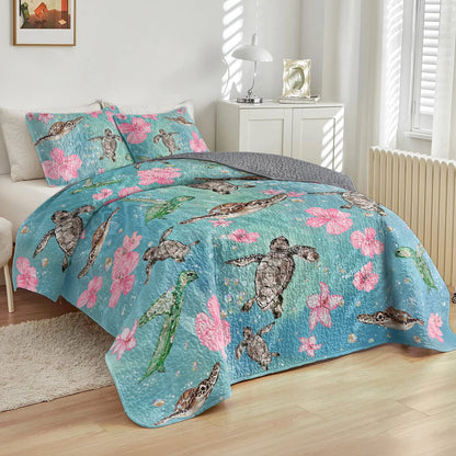 Shineful All Season Quilt 3-Piece Set - Sea Turtle Freedom