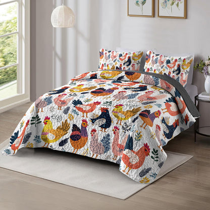 Shineful All Season Quilt 3-Piece Set Colorful Rooster