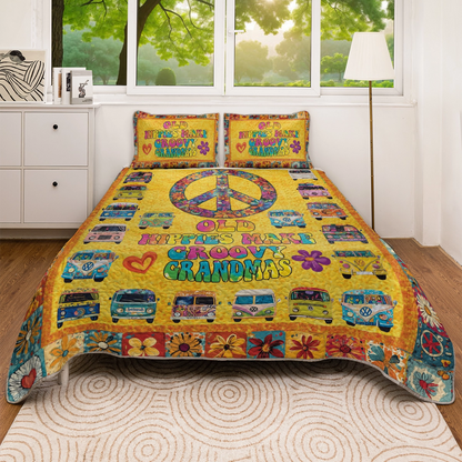 Shineful All Season Quilt 3-Piece Set Hippie Love, Vans, And Groovy Grandma