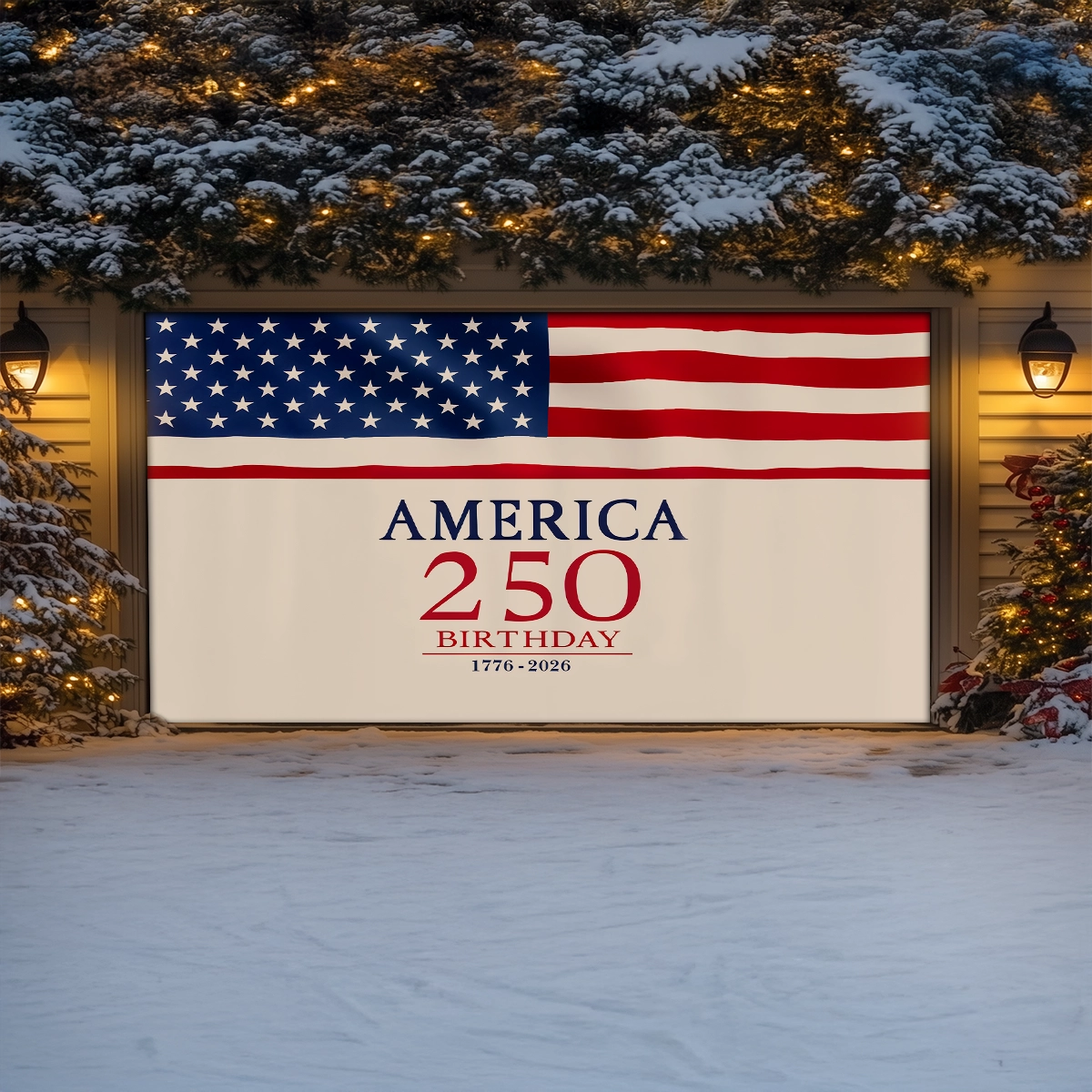 Shineful Garage Door Banner Decoration America 250th Anniversary