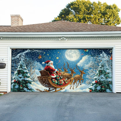 Shineful Garage Door Banner Decoration Moonlit Christmas Journey