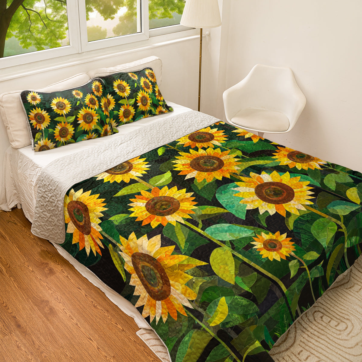 Shineful All Season Quilt 3-Piece Set Sunflower Field