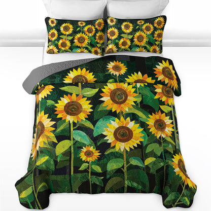 Shineful All Season Quilt 3-Piece Set Sunflower Field