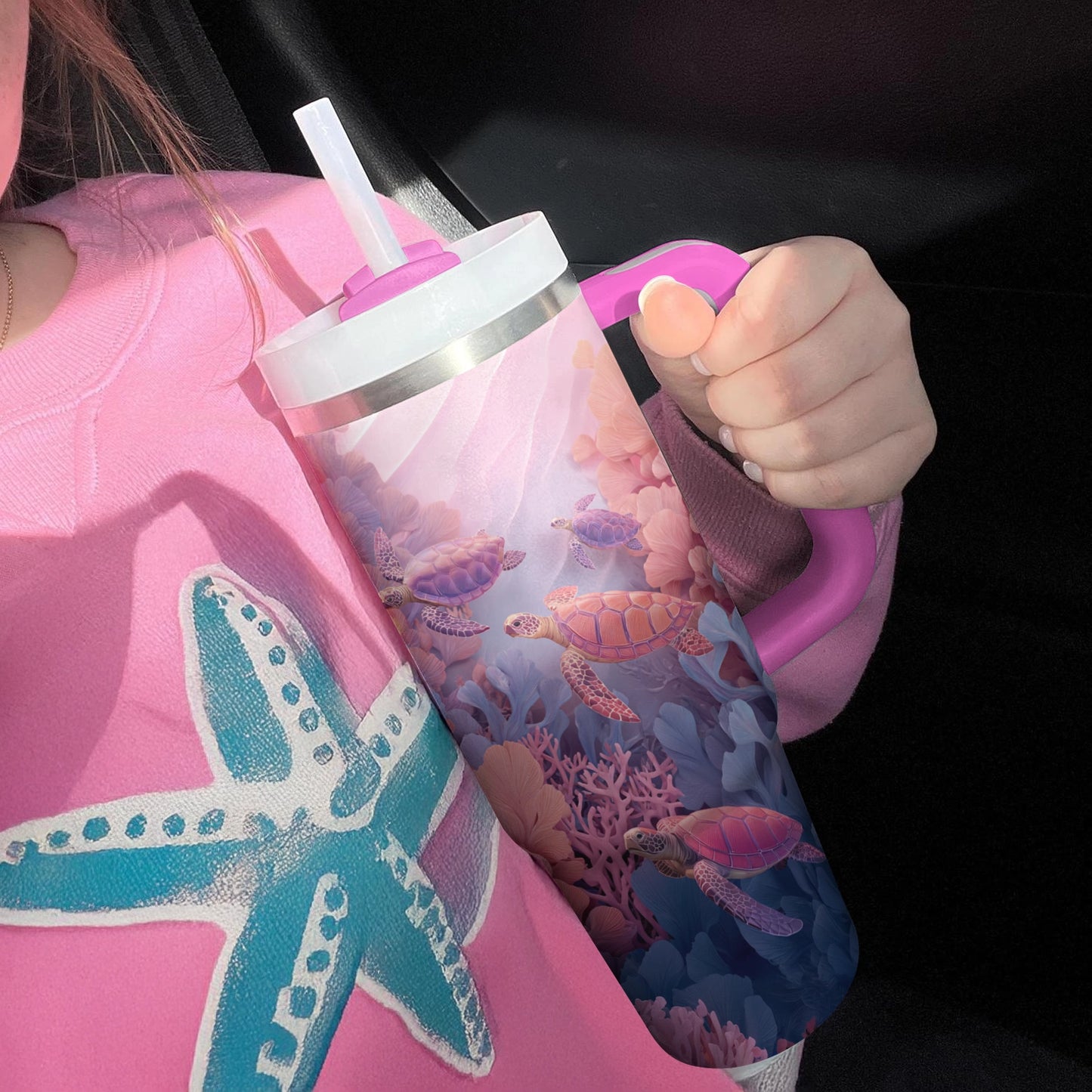 Shineful Tumbler Sea Turtles Coral Drift