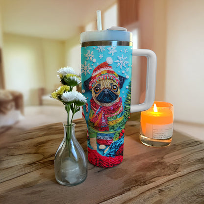 Shineful Glossy Tumbler Cheerful Christmas Puggy