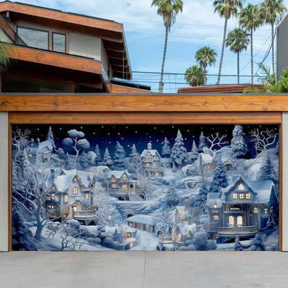 Shineful Garage Door Banner Decoration -  Snowy Village Glow