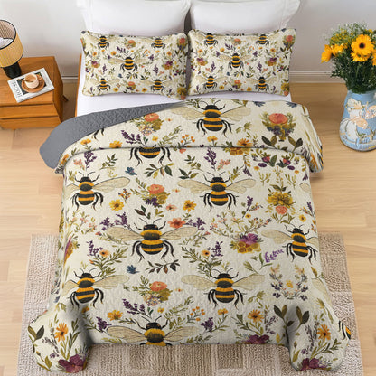 Shineful All Season Quilt 3-Piece Set Bee Love Happy