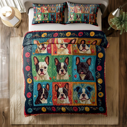 Shineful All Season Quilt 3-Piece Set Vibrant French Bulldog Dreams