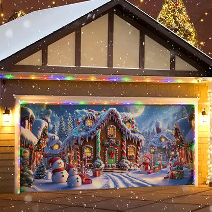 Shineful Garage Door Banner Decoration - Enchanted Gingerbread Village