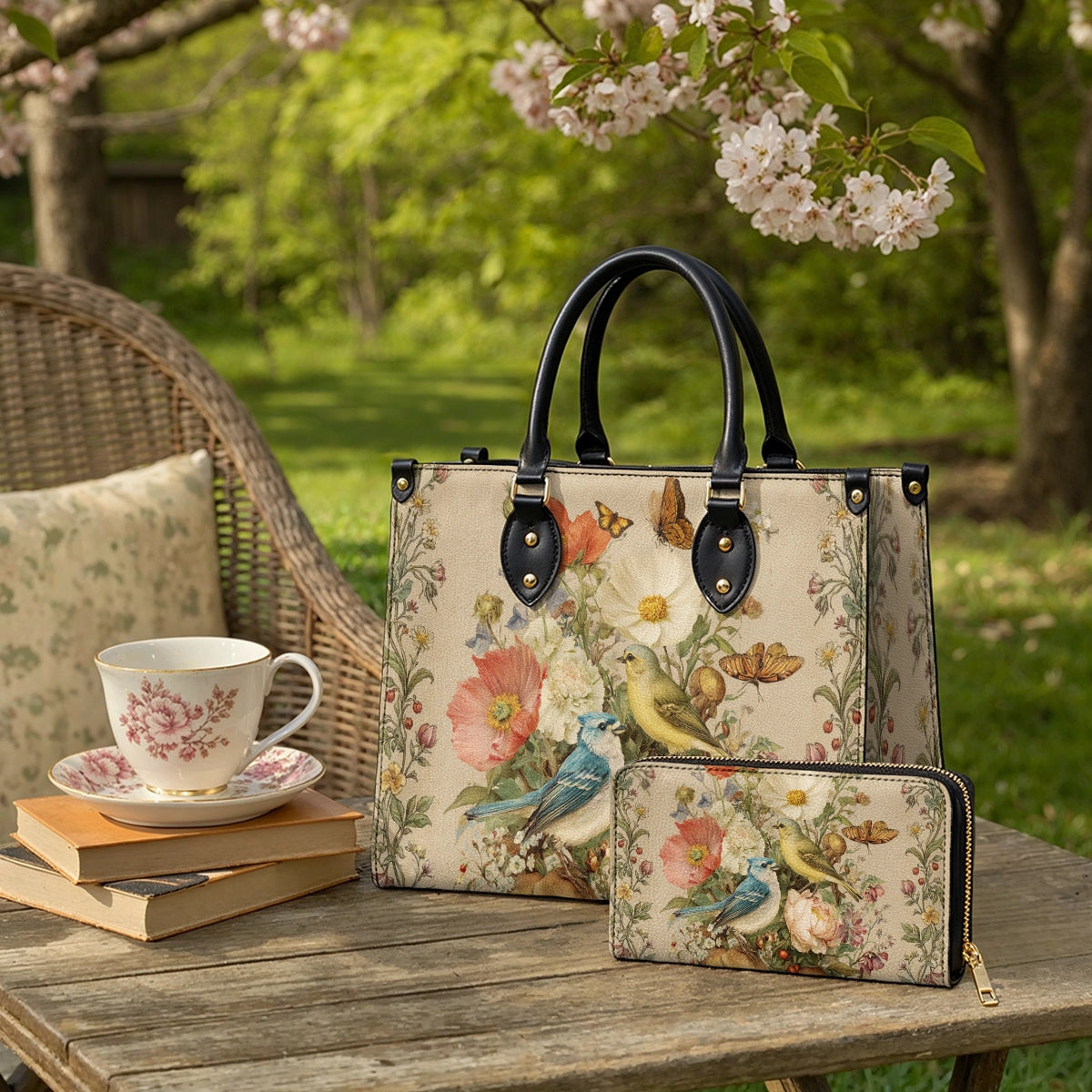 Shineful Leather Clutch Purse With Wristlet Strap Handle Whispering Garden