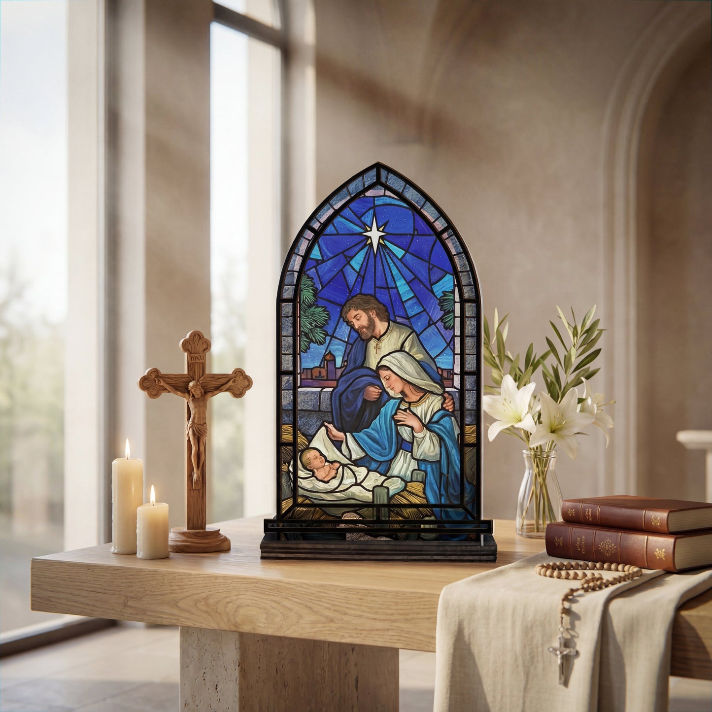 Shineful Suncatcher Candle Holder Holy Family Light