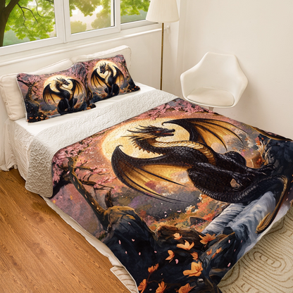 Shineful All Season Quilt 3-Piece Set - Moonlit Majesty Dragon