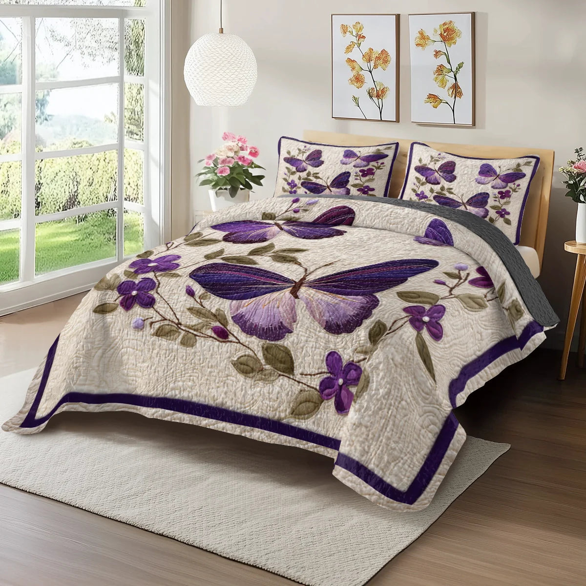 Shineful Quilt 3-Piece Set Dance of the Violet Wings