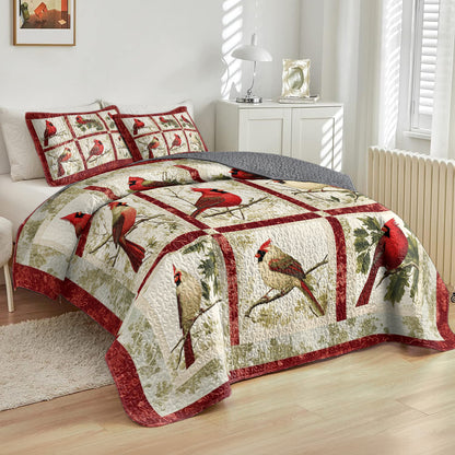 Shineful All Season Quilt 3-Piece Set Cardinal Patchwork