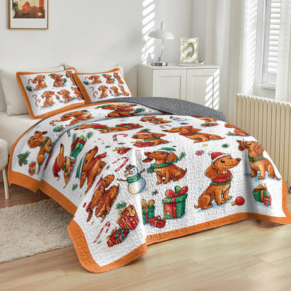 Shineful All Season Quilt 3-Piece Set Dachshund Christmas
