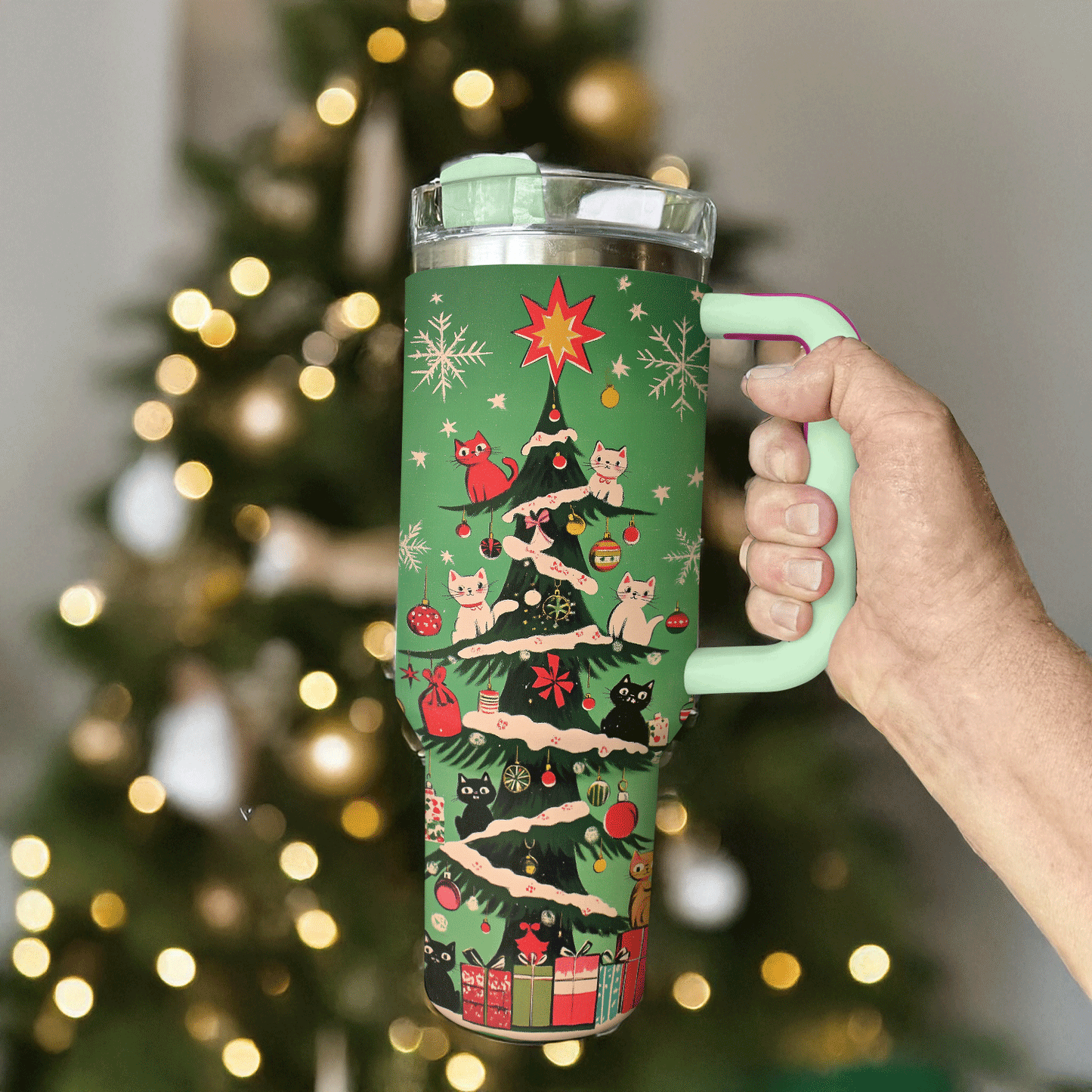 Shineful Tumbler Christmas Kitty Tree