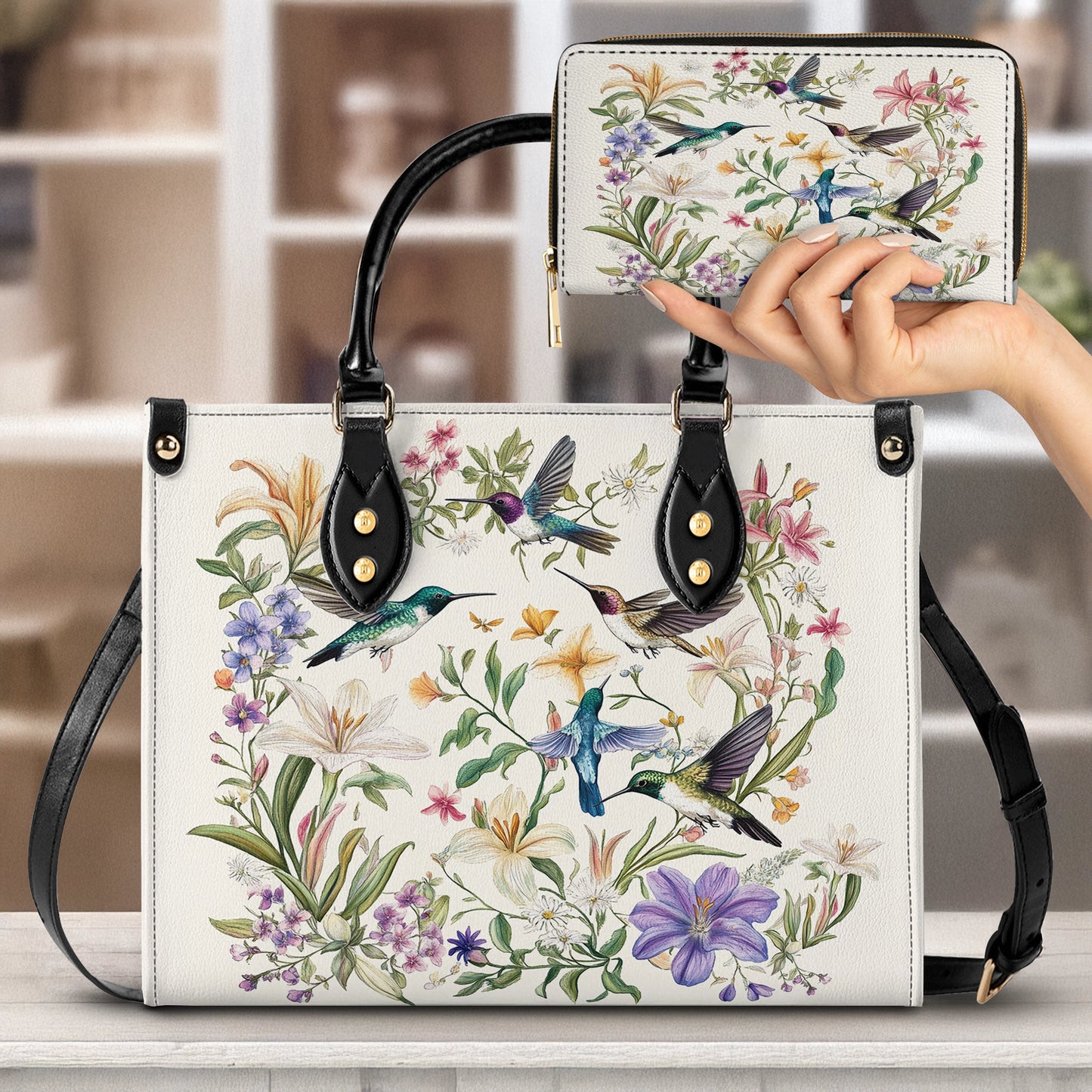 Shineful Leather Bag Hummingbird Winged Bloom