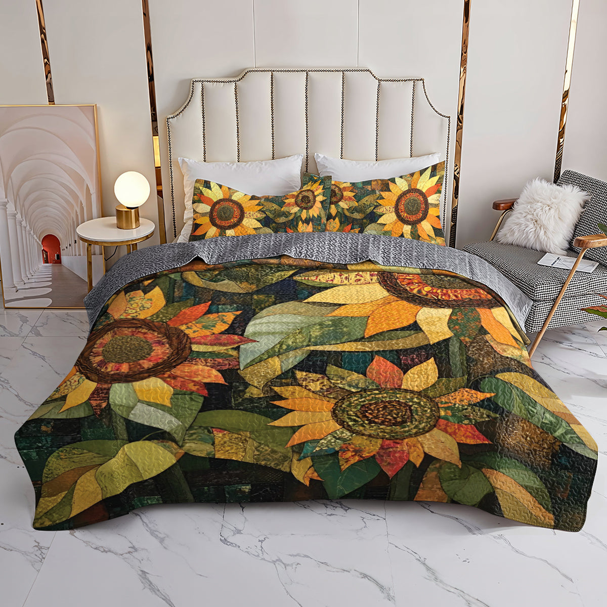Shineful All Season Quilt 3-Piece Set Sunflower Harvest Hues