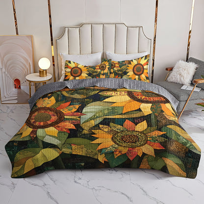 Shineful All Season Quilt 3-Piece Set Sunflower Harvest Hues