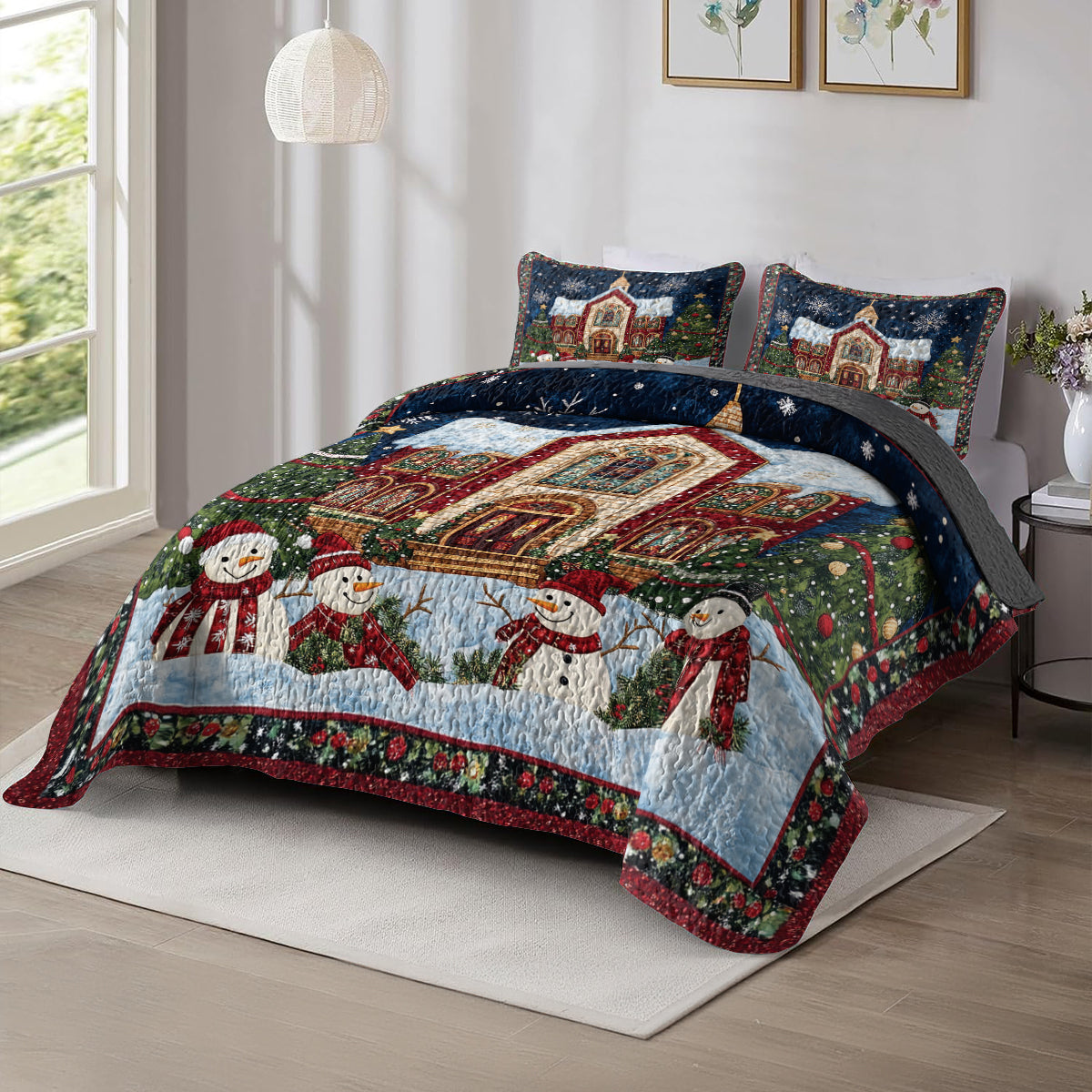 Shineful All Season Quilt 3-Piece Set Christmas Church