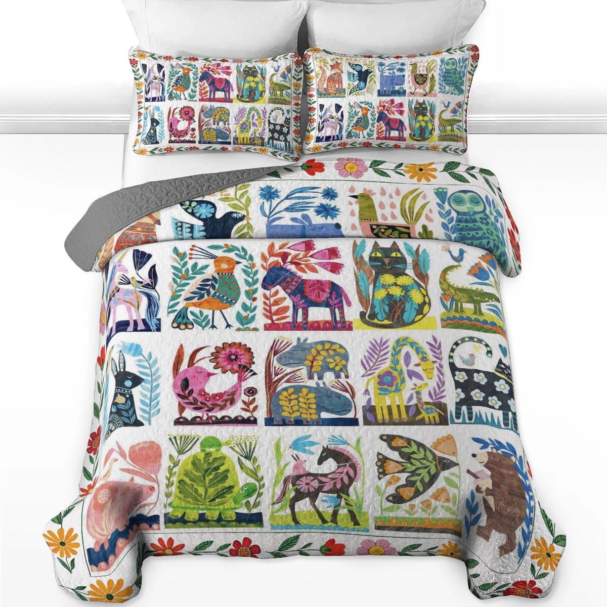 Shineful All Season Quilt 3-Piece Set Folk Garden