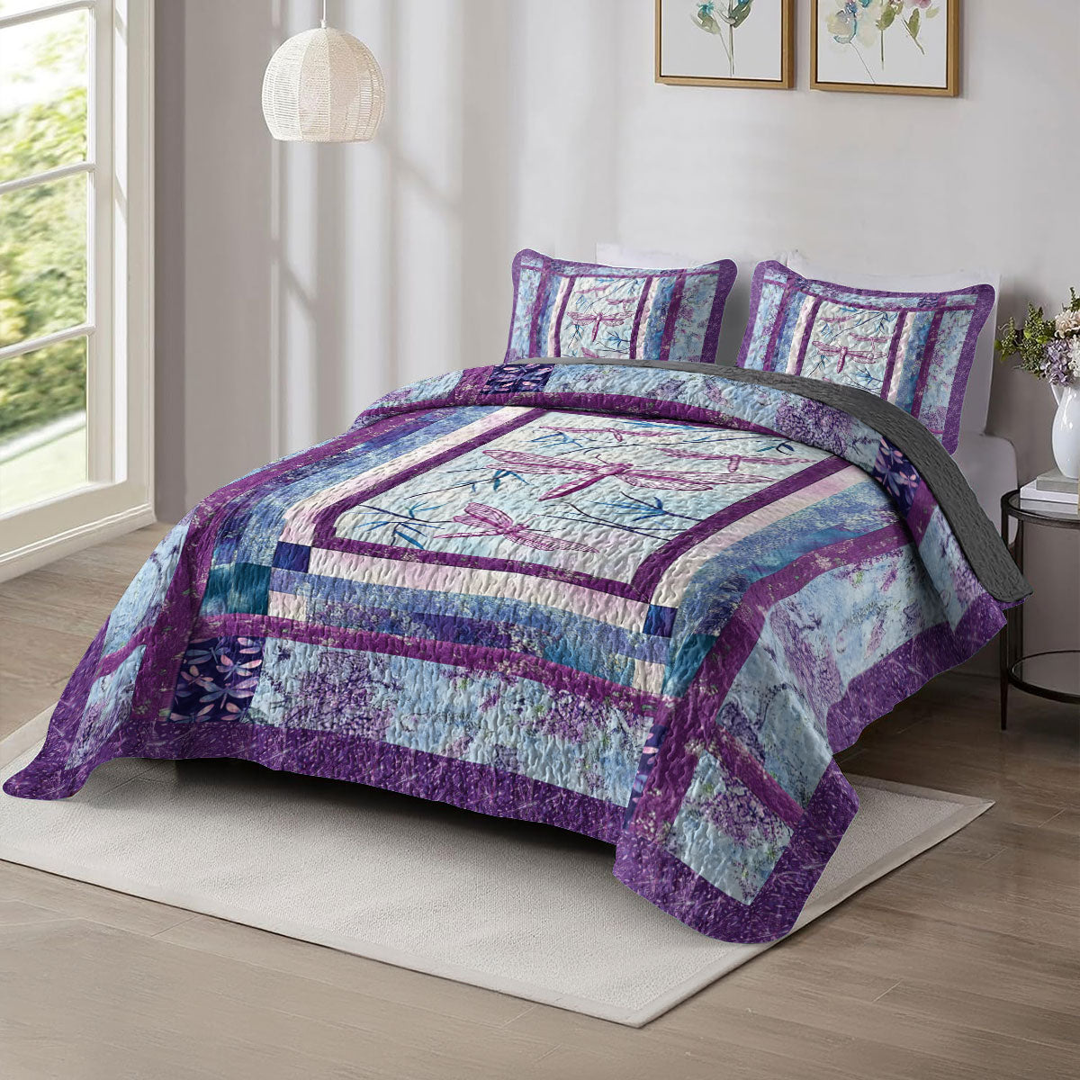 Shineful All Season Quilt 3-Piece Set Dragonfly Gorgeous