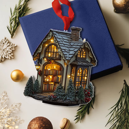 Shineful 2D Acrylic Ornament Cozy Library Cottage