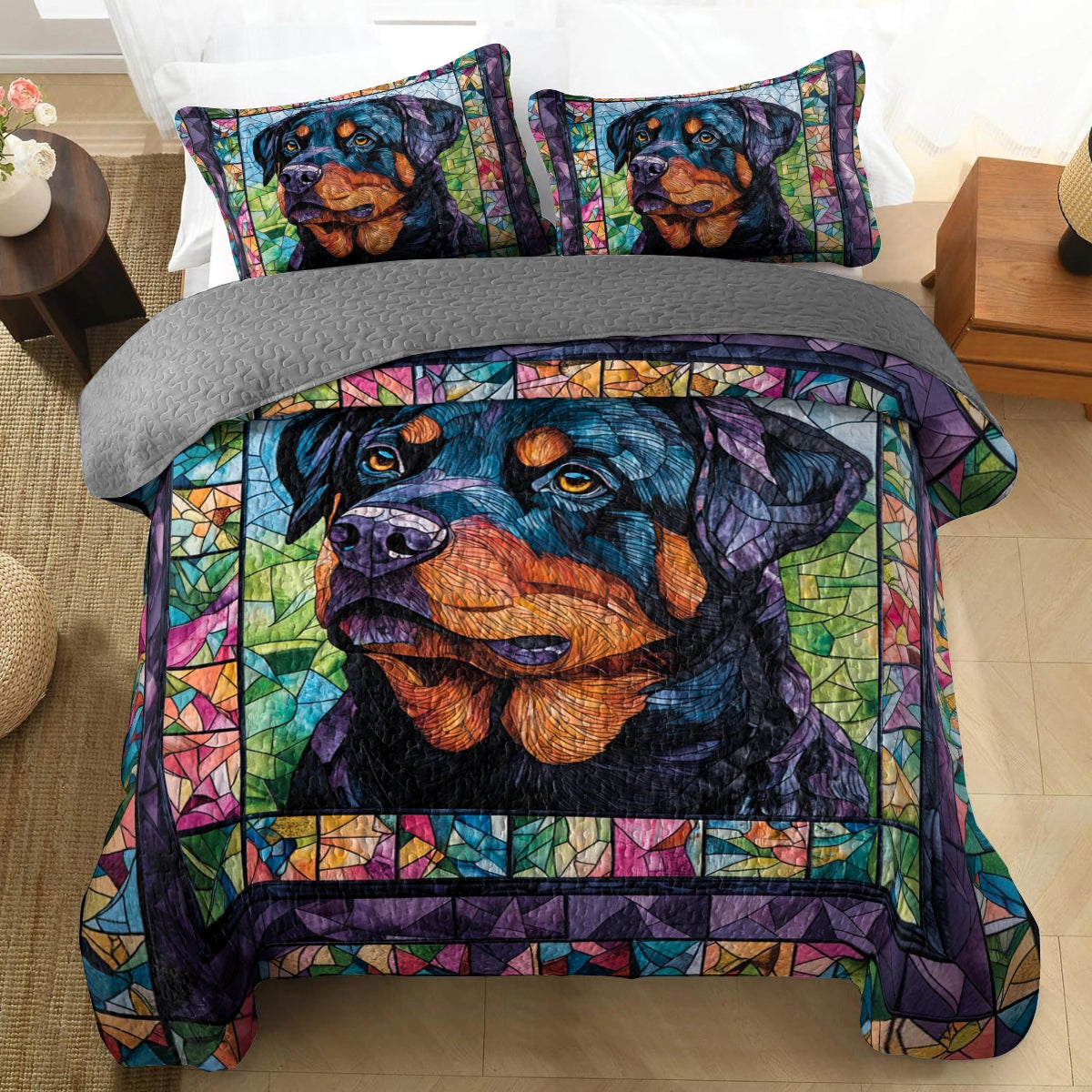 Shineful All Season Quilt 3-Piece Set - Rottie Guardian