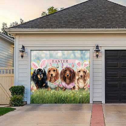Shineful Garage Door Banner Decoration Bunny Ears Dachshund