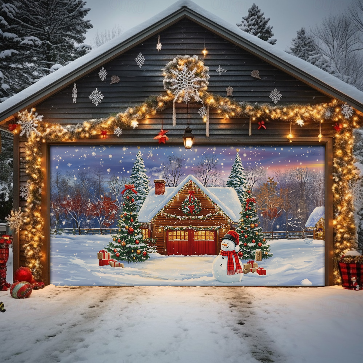 Shineful Garage Door Banner Decoration - Snowman’s Winter Haven