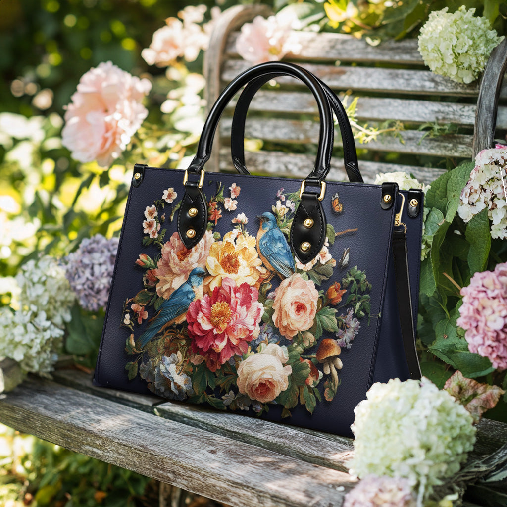 Shineful Leather Bag Midnight Bluebird Garden