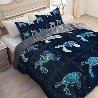 Shineful All Season Quilt 3-Piece Set Sea Turtle Paradise