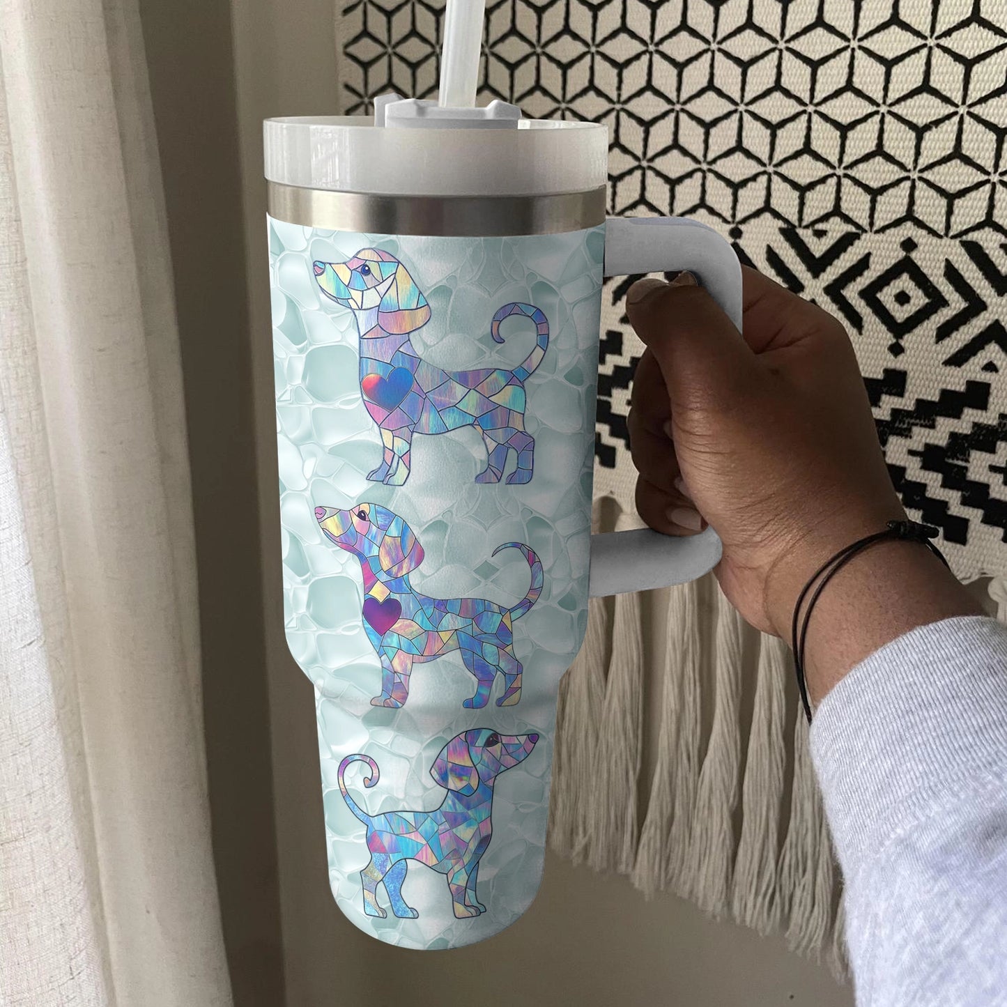 Shineful Glossy Tumbler Stained Glass Dachshunds