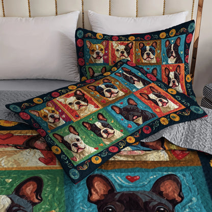 Shineful All Season Quilt 3-Piece Set Vibrant French Bulldog Dreams