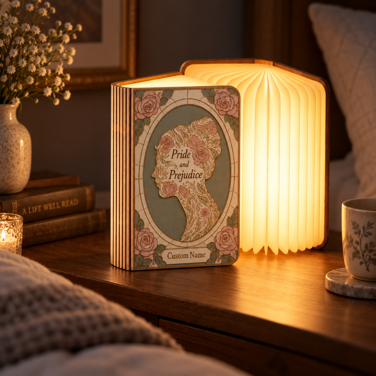 Shineful Price And Prejudice Wooden Book Lamp