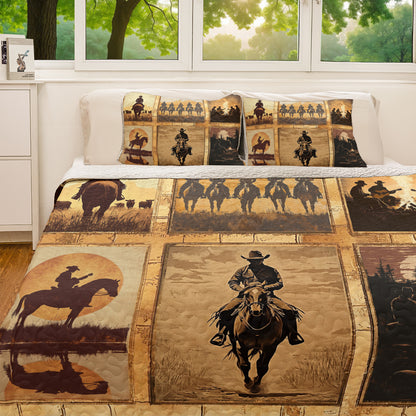 Shineful All Season Quilt 3-Piece Set Cowboy Life