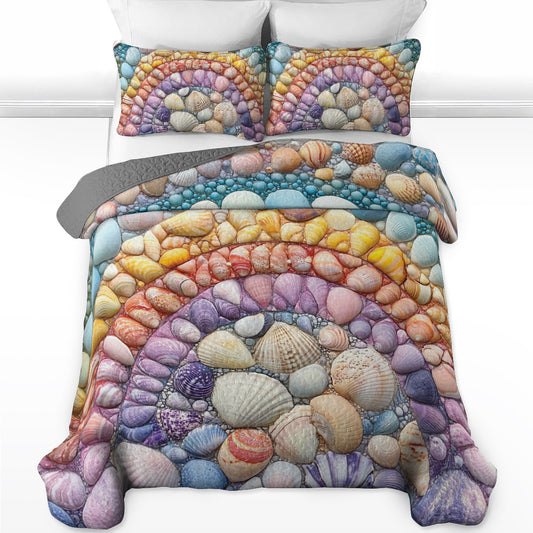 Shineful All Season Quilt 3-Piece Set Rainbow Seashell