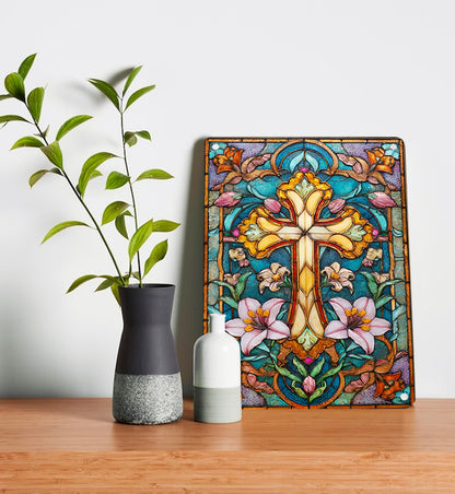 Shineful 2D Metal Sign Floral Cross