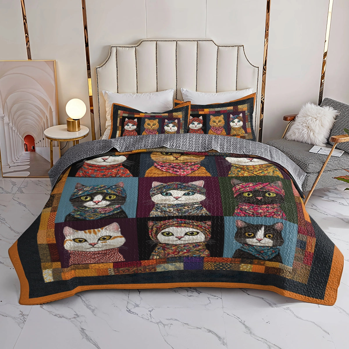 Shineful All Season Quilt 3-Piece Set - Cozy Cat Charm