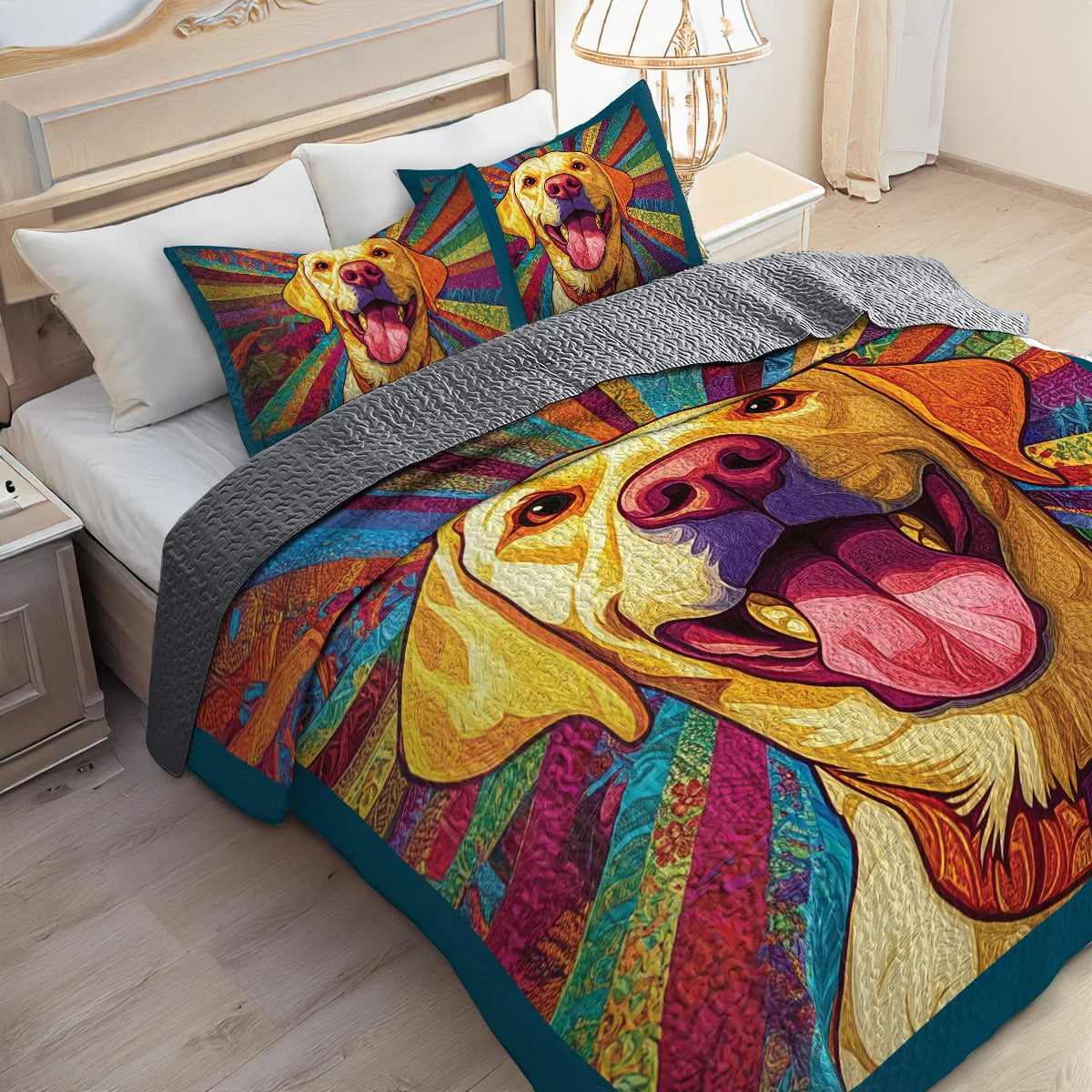 Shineful All Season Quilt 3-Piece Set - Happy Labrador