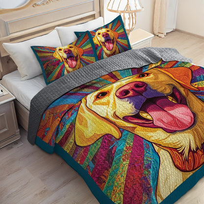 Shineful All Season Quilt 3-Piece Set - Happy Labrador