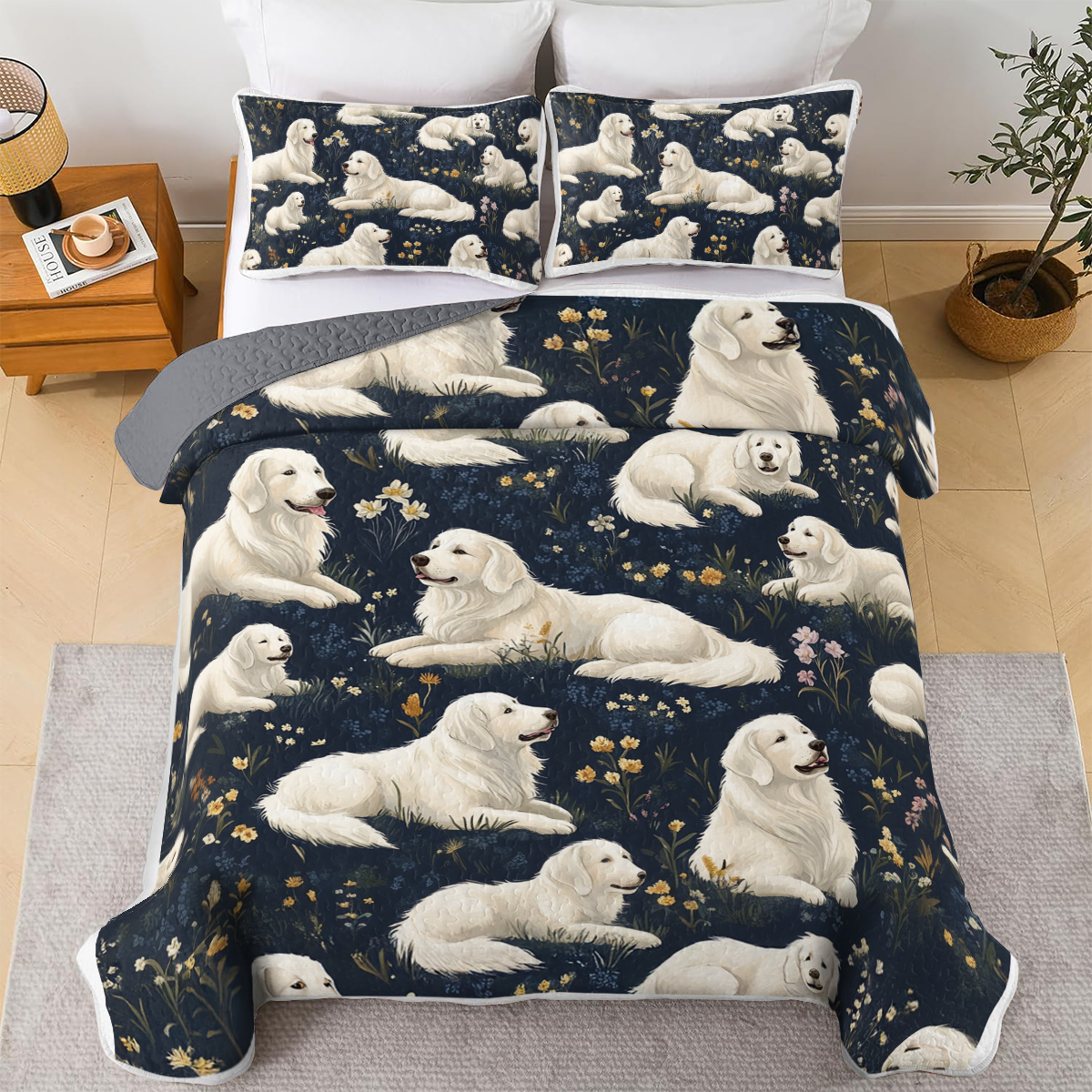 Shineful All Season Quilt 3-Piece Set - Vintage Golden Pattern